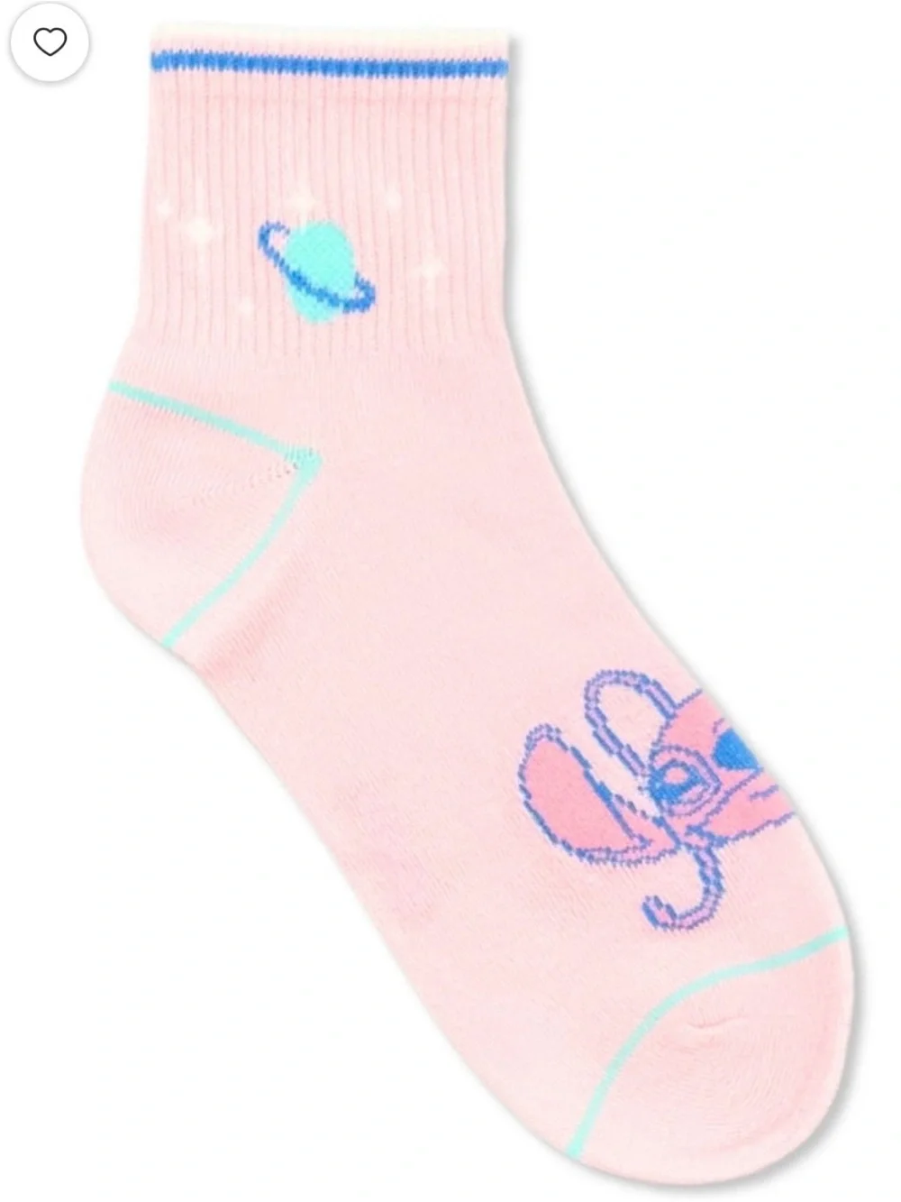 Disney Stitch Ankle Socks Pink 2-Pack Size4-10 NEW